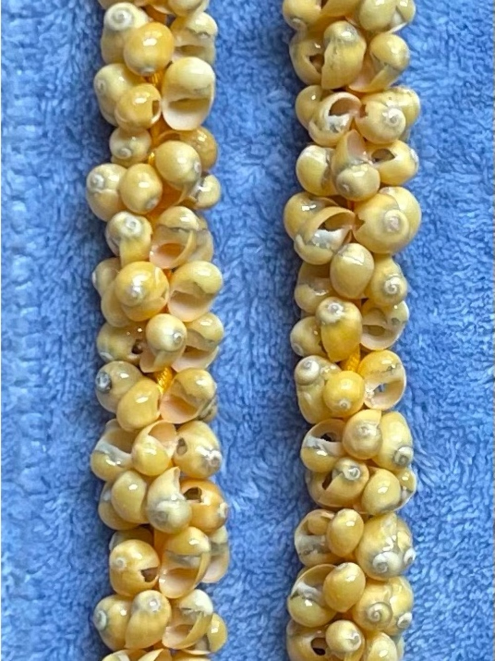 Yellow Shell Bead Lei Necklace with Ribbon Accents - Picture 2 of 2
